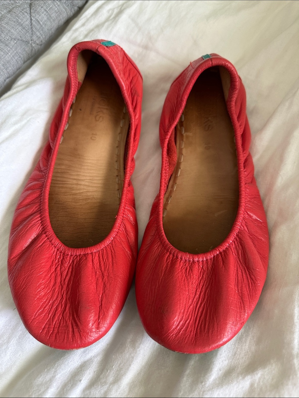 Tieks Red Leather Ballet Flats size 10